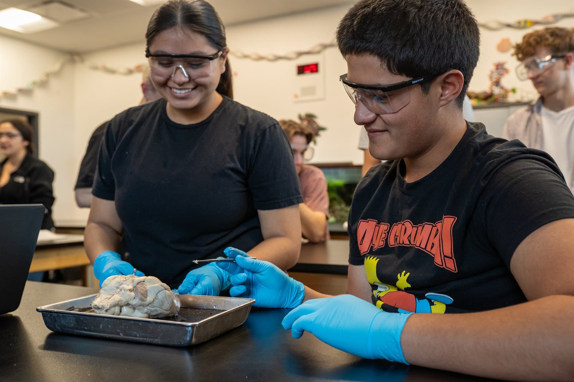 Highland Prep students in a biomedical science lab