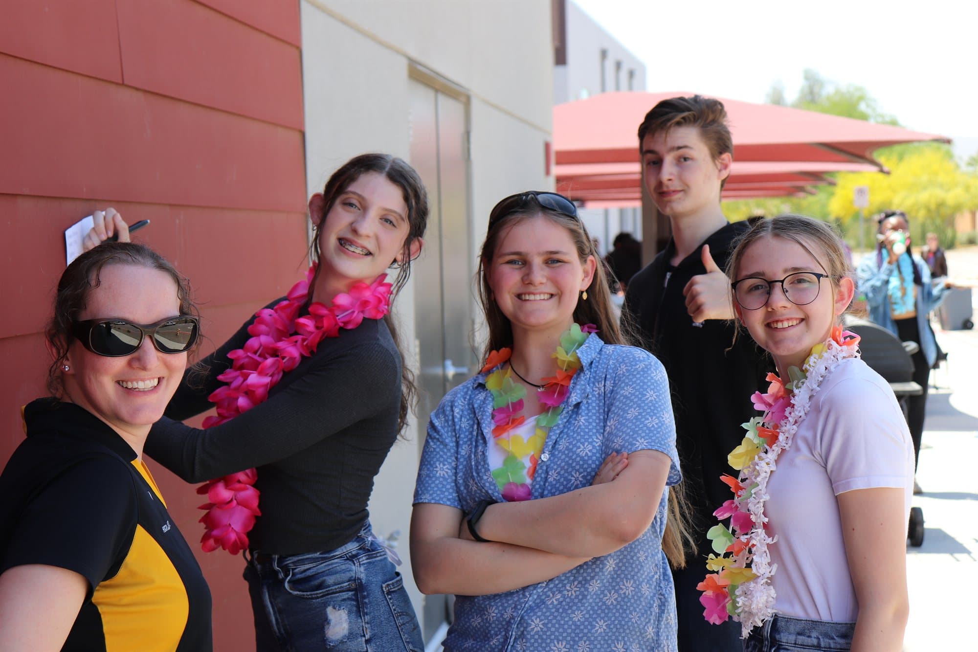 Highland Prep students at a school luau