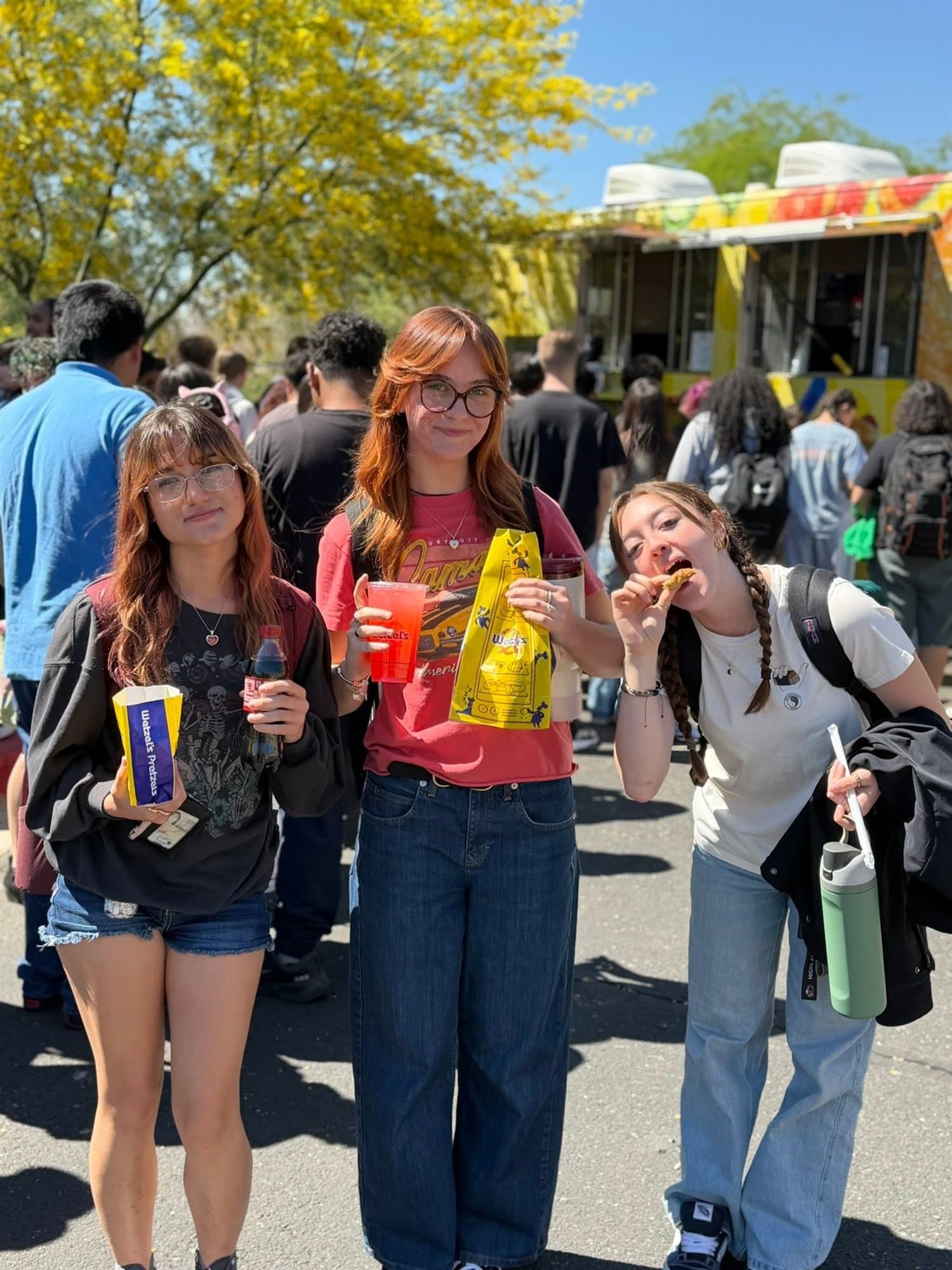 Highland Prep students at a campus food truck event