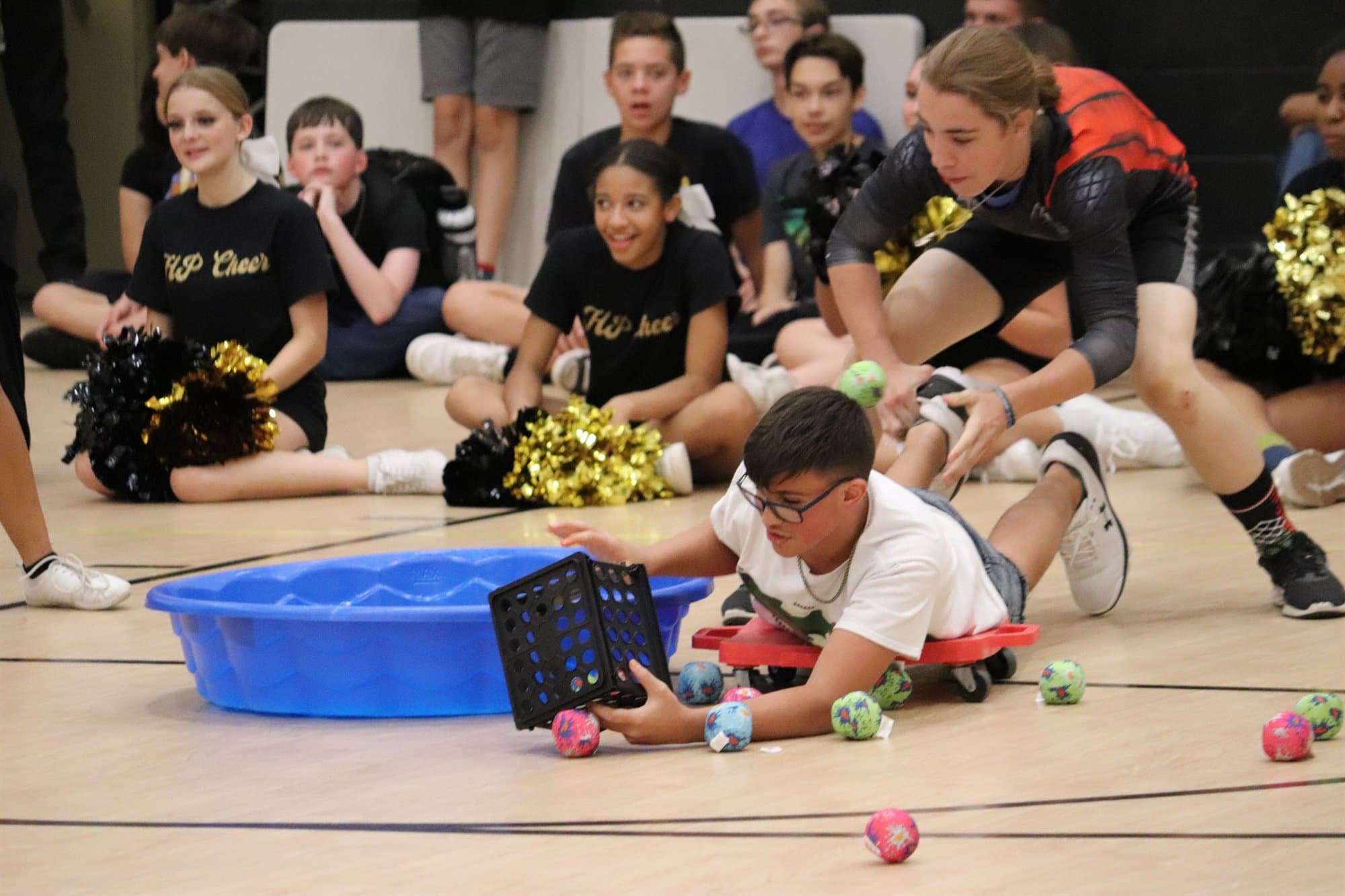 Highland Prep students competing in a pep rally game