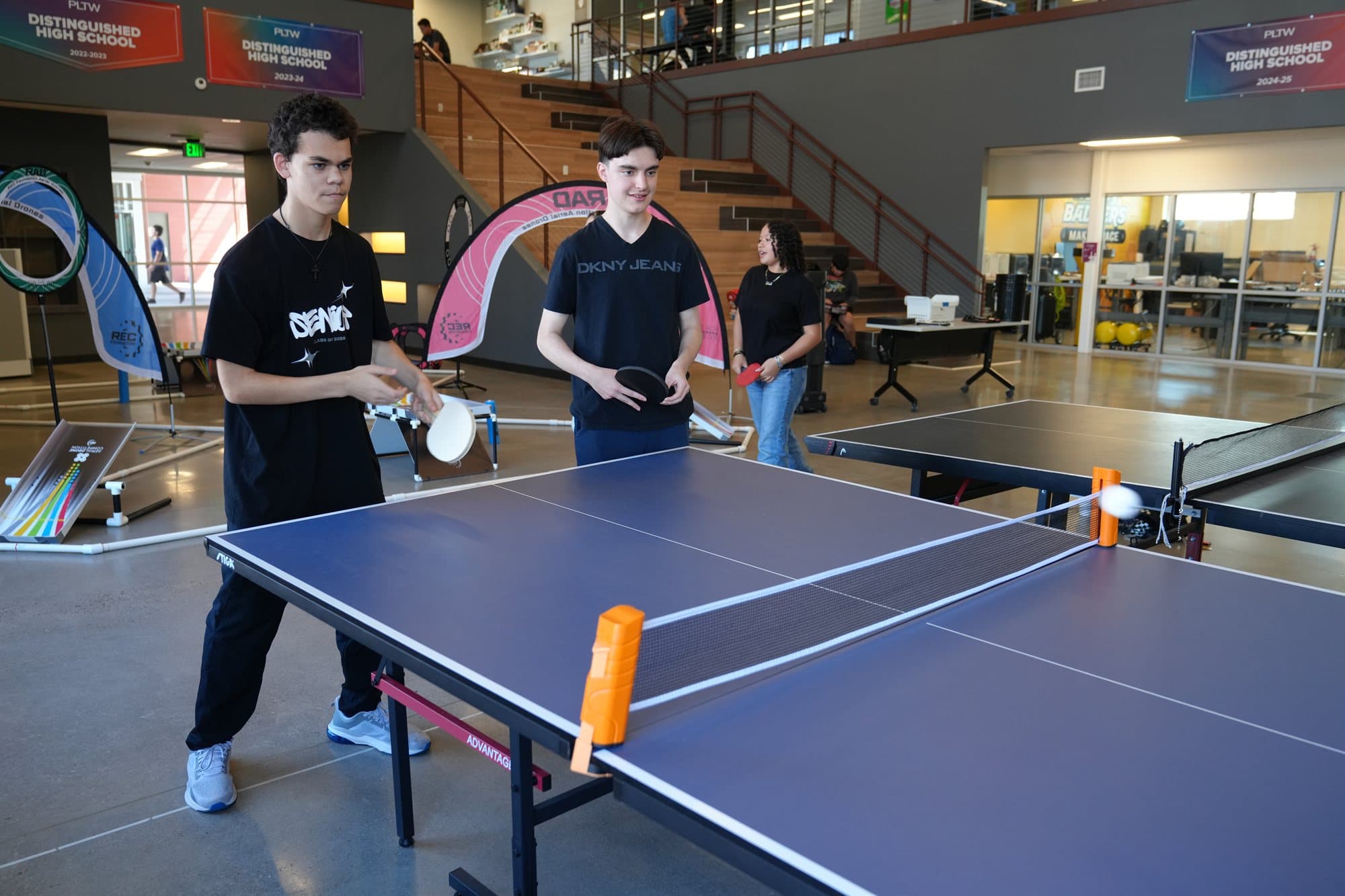 Highland Prep students playing ping pong