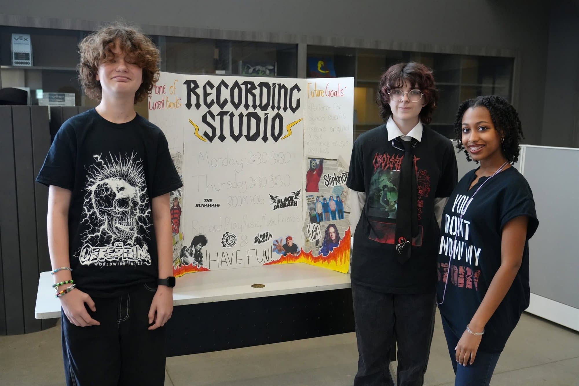 Highland Prep students with their recording studio project