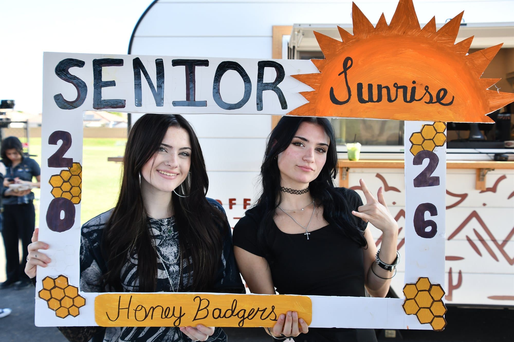Highland Prep seniors at the Senior Sunrise photo frame