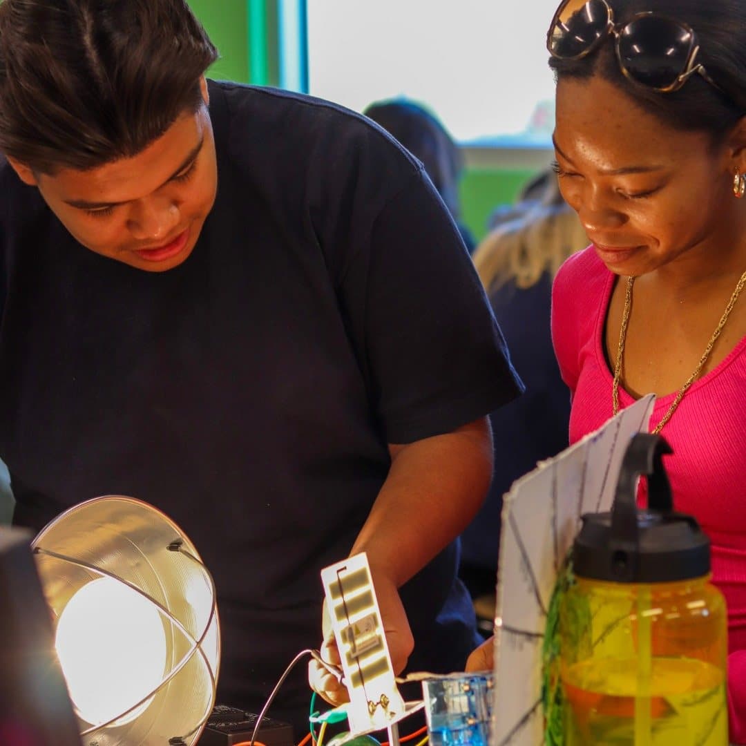 Highland Prep students testing an electronics project