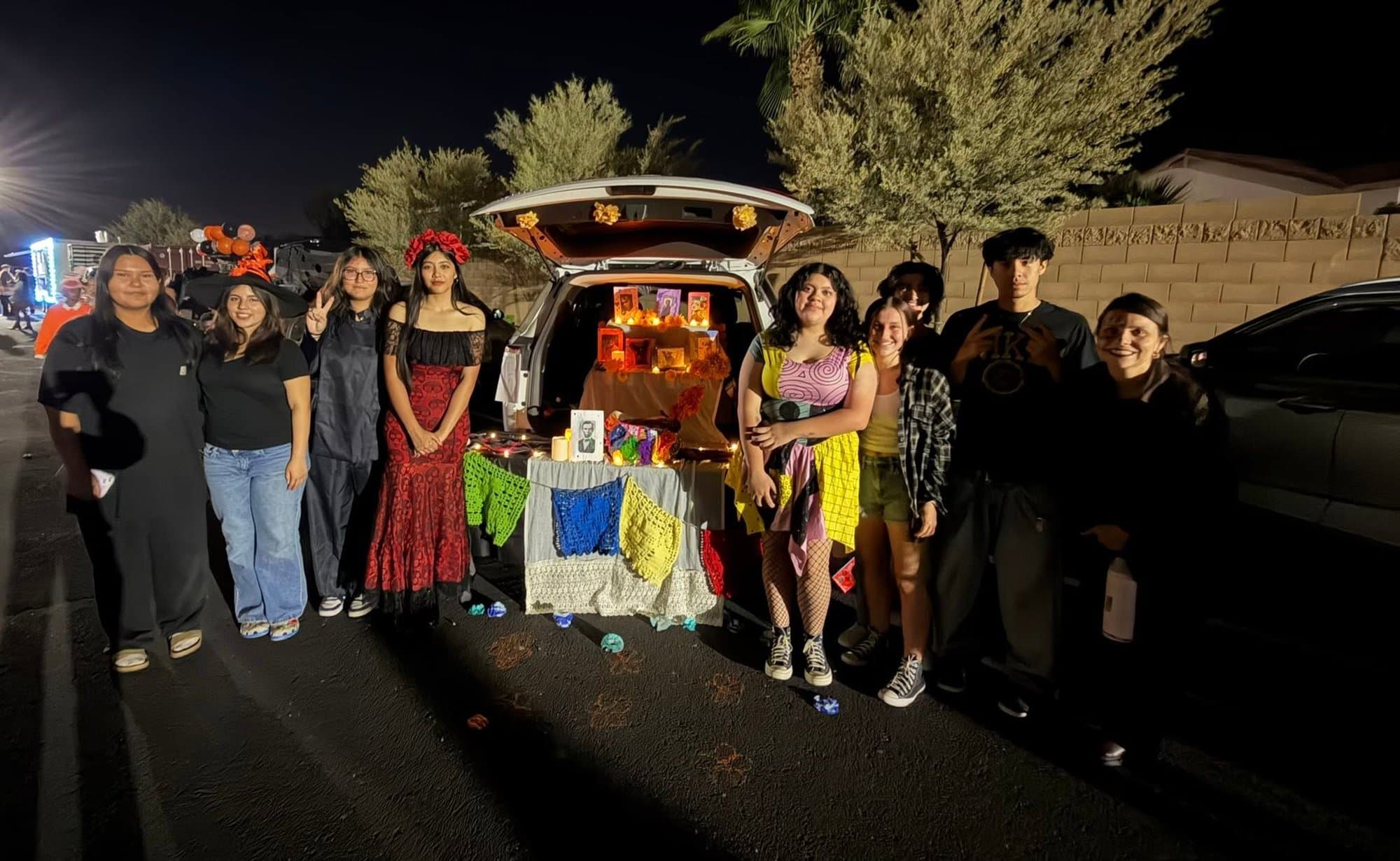 Highland Prep students at a trunk-or-treat event