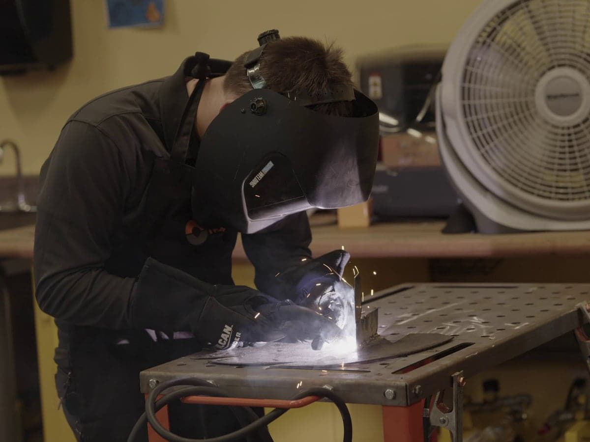 MIG and TIG welders in the Highland Prep fabrication shop
