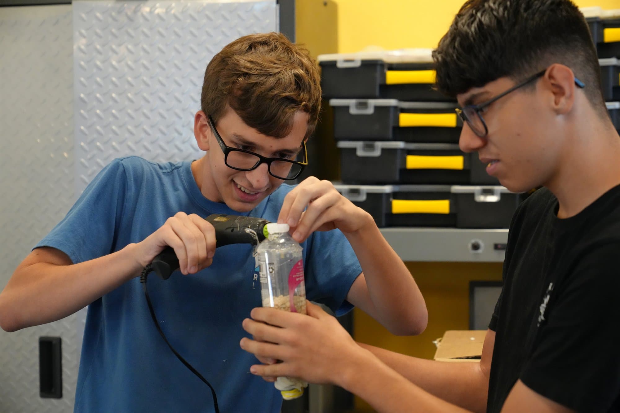 Highland Prep students building a project in a PLTW engineering class
